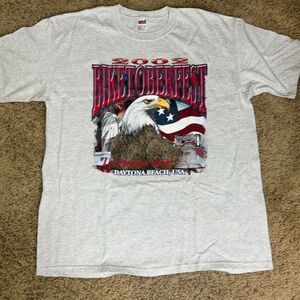 VTG NOS Daytona Beach Bike week 2002 t shirt iron cross eagle USA